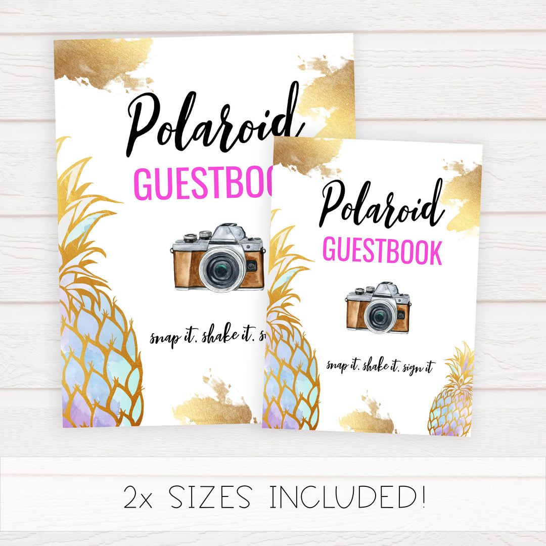 Polaroid Guestbook Sign - Gold Pineapple