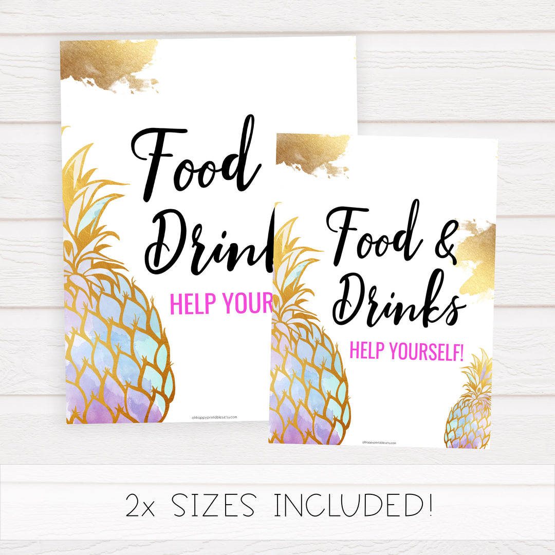 Food & Drinks Table Sign - Gold Pineapple