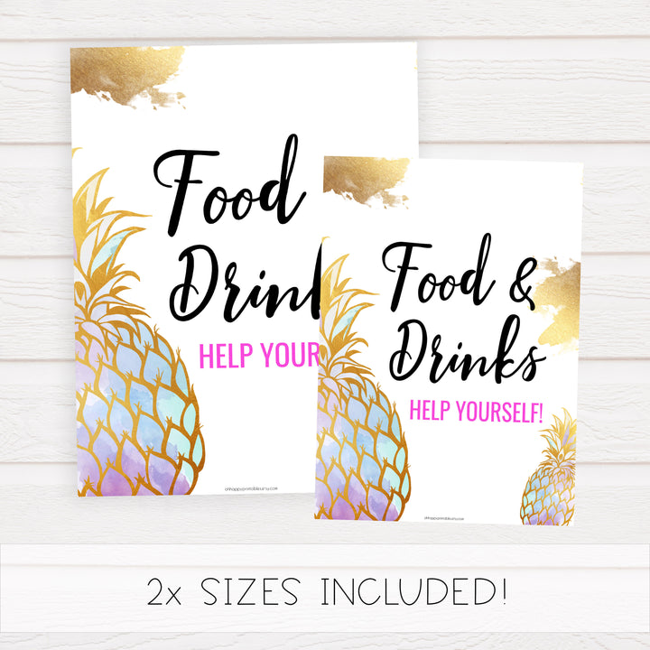 Food & Drinks Table Sign - Gold Pineapple