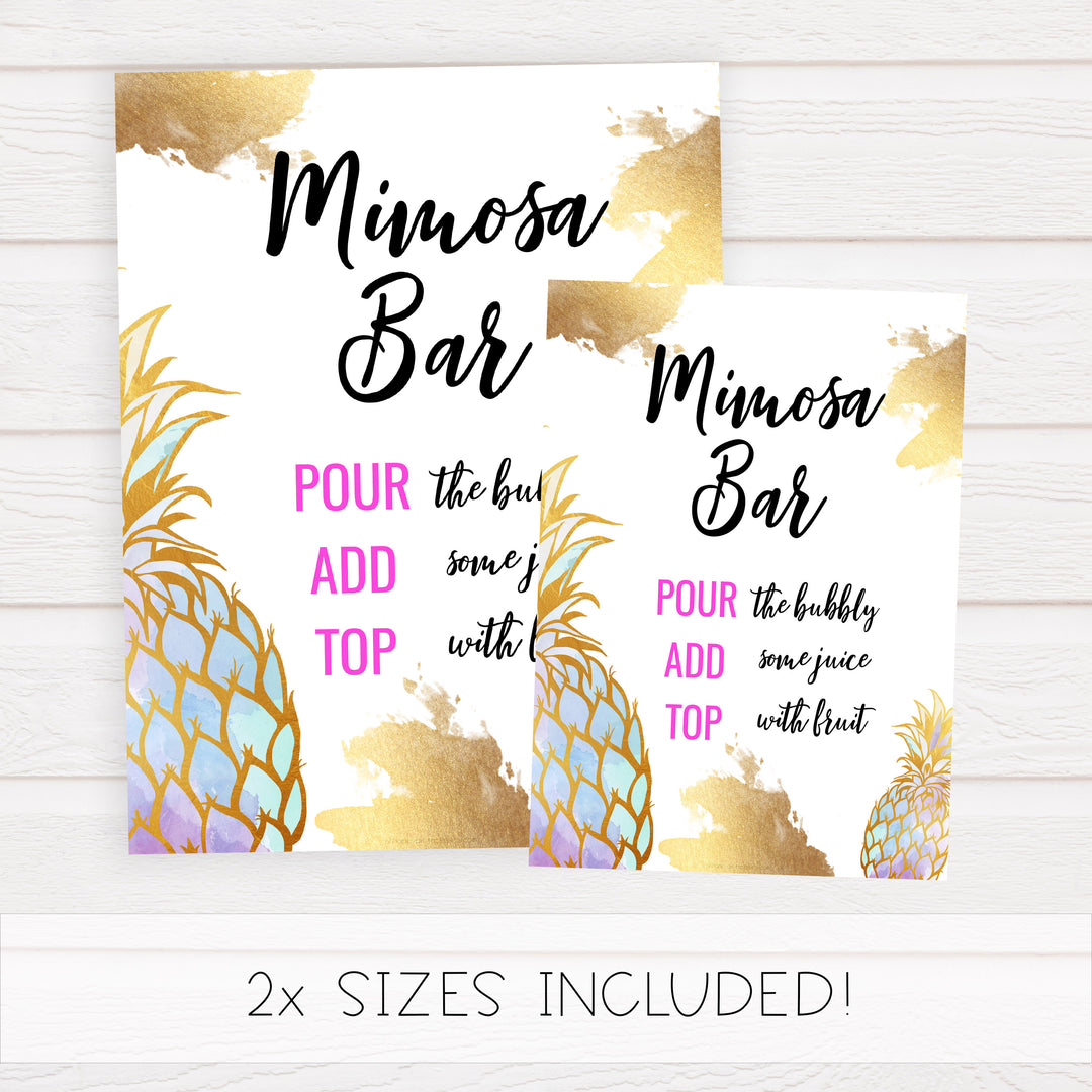 Mimosa Bar Sign - Gold Pineapple