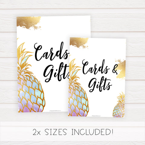 Cards & Gifts Sign - Gold Pineapple