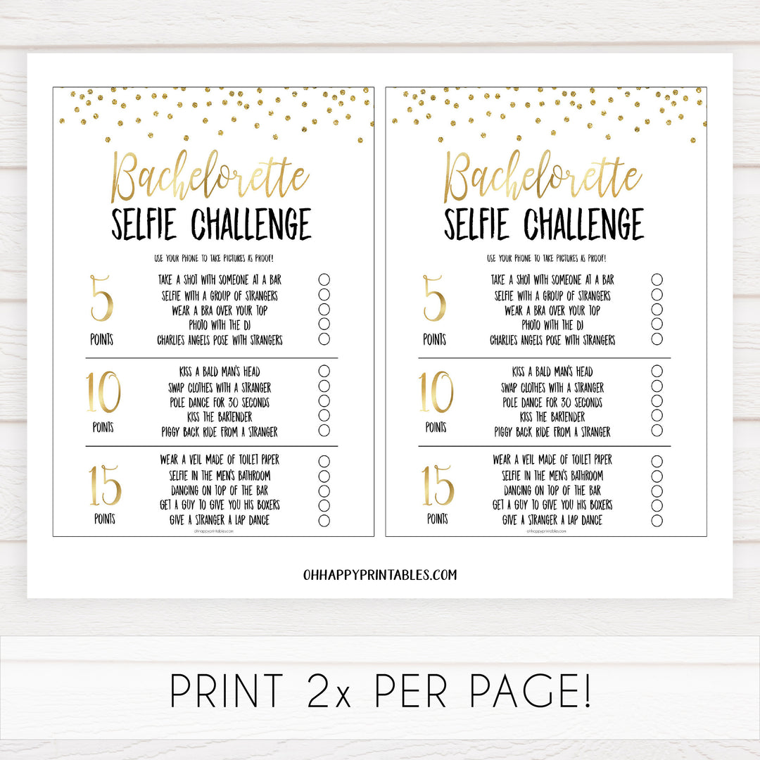 bachelorette selfie challenge game, Printable bachelorette games, gold glitter bachelorette, friends hen party games, fun hen party games, bachelorette game ideas, gold glitter adult party games, naughty hen games, naughty bachelorette games