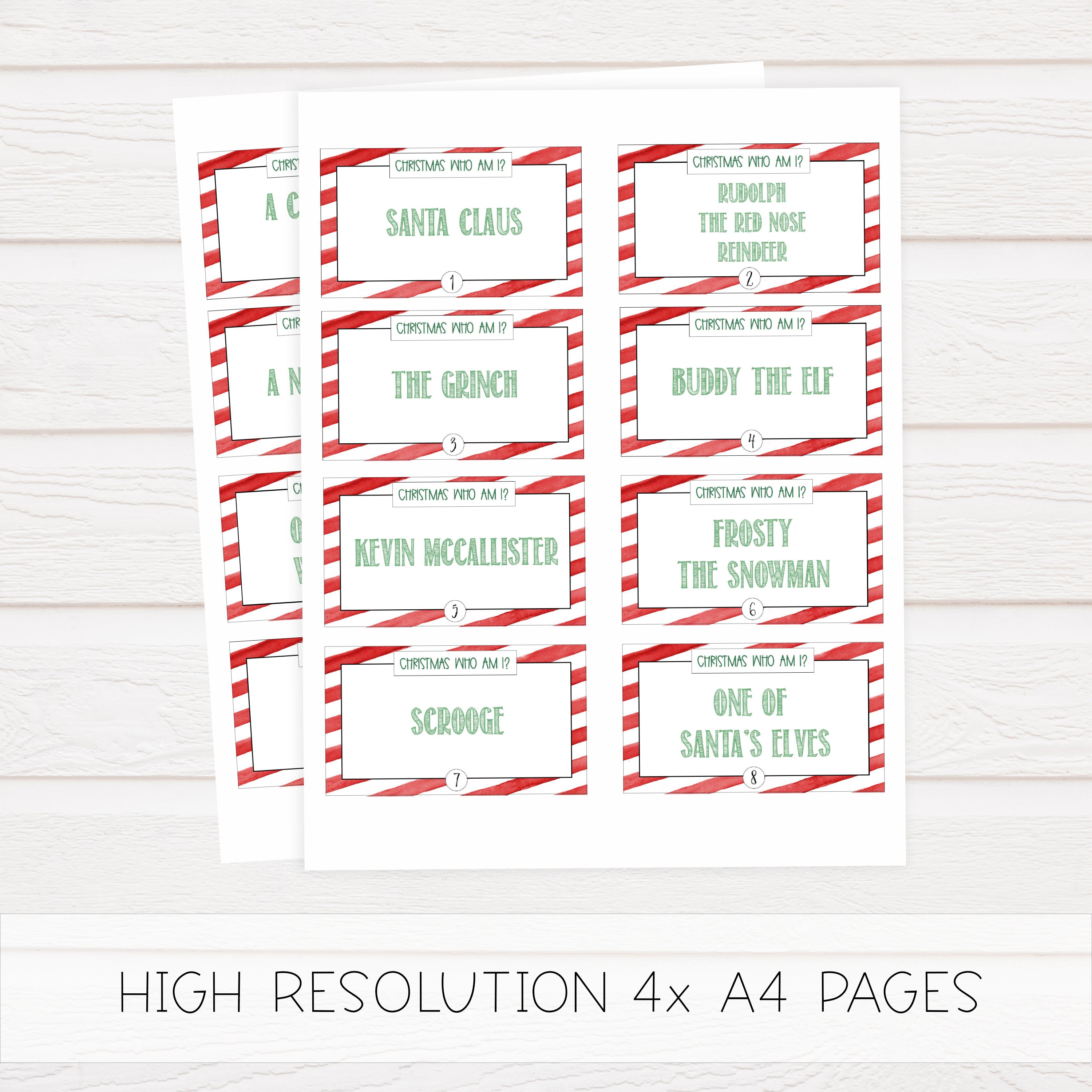 christmas who am I game, christmas party games, christms games, party games, printable christmas games, fun christmas games