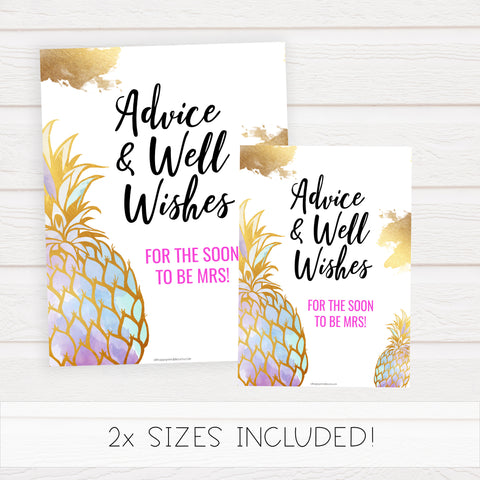 Advice & Well Wishes Sign - Gold Pineapple