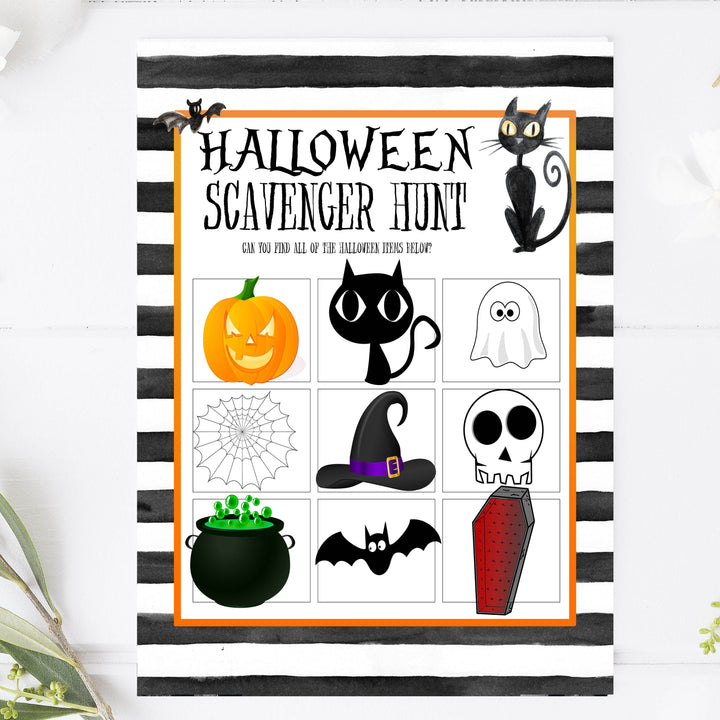 kids scavenger hunt game, halloween party games, halloween games, fun halloween games, kids halloween games