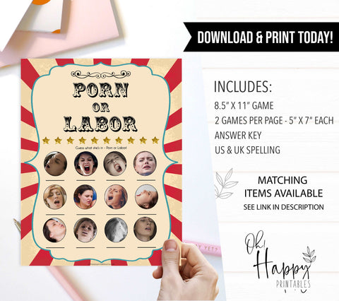 labor or porn, baby bump or beer belly game, Printable baby shower games, circus fun baby games, baby shower games, fun baby shower ideas, top baby shower ideas, carnival baby shower, circus baby shower ideas