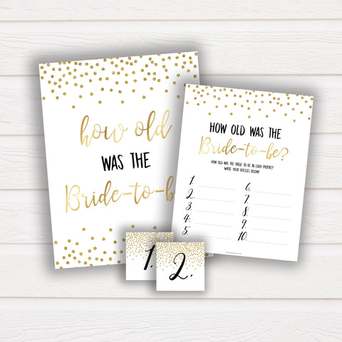 How Old was the Bride Game - Gold Foil