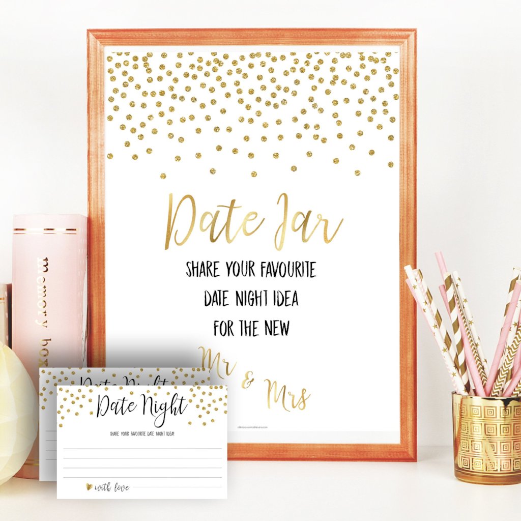Date Night Jar Bridal Game - Gold Foil