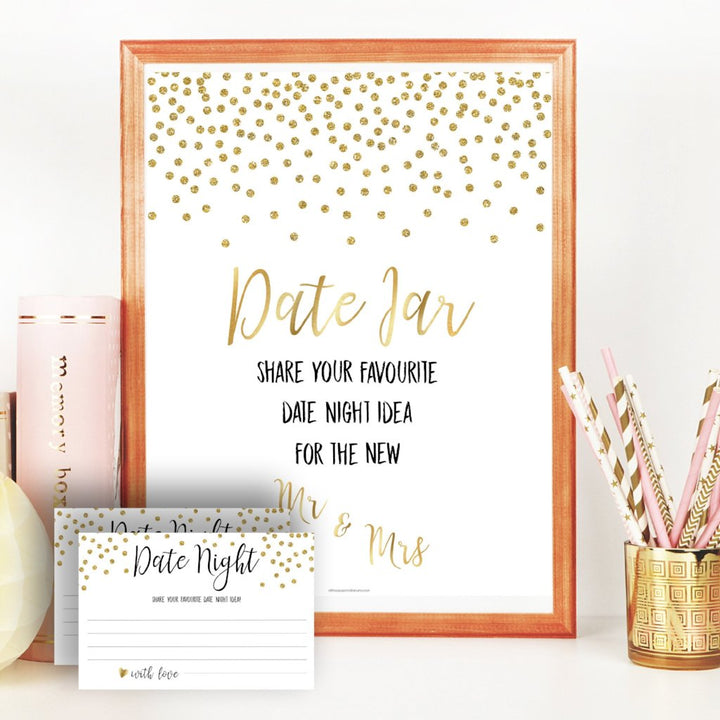 Date Night Jar Bridal Game - Gold Foil
