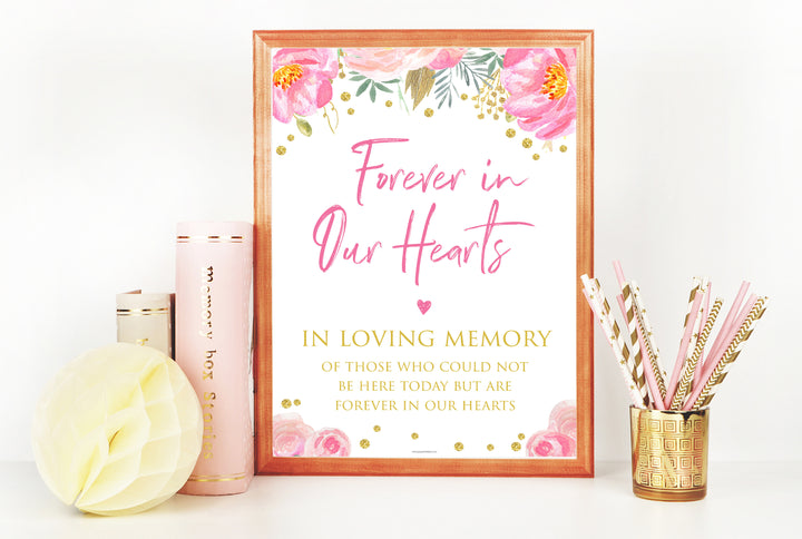 forever in our hearts sign,  printable bridal shower games, blush floral bridal shower games, fun bridal shower games