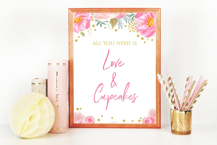 love and cupcakes, printable bridal shower games, blush floral bridal shower games, fun bridal shower games