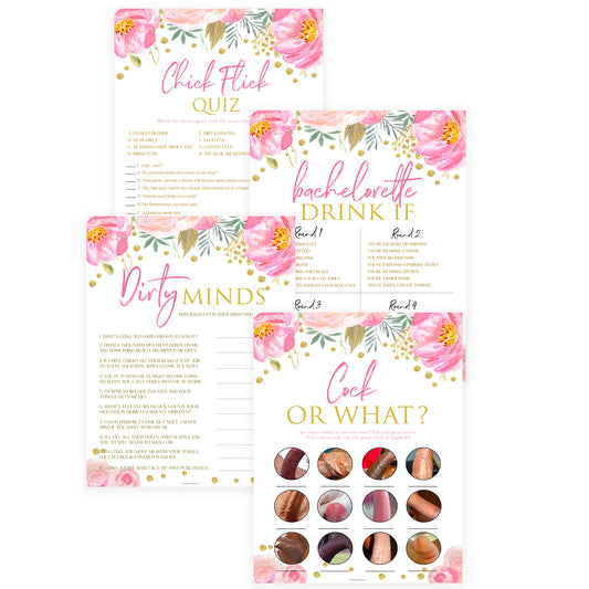 4 Bachelorette Party Games Bundle - Blush & Gold