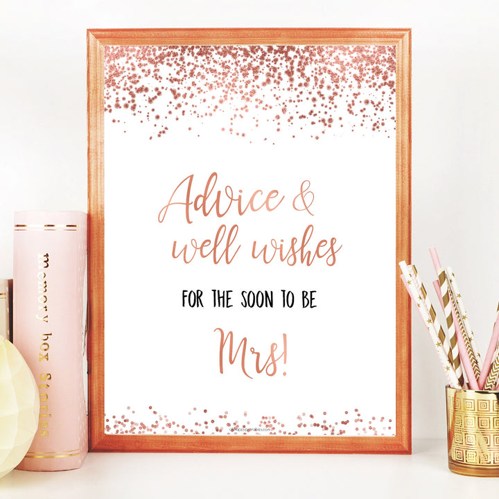 Advice & Well Wishes Sign - Rose Gold Foil