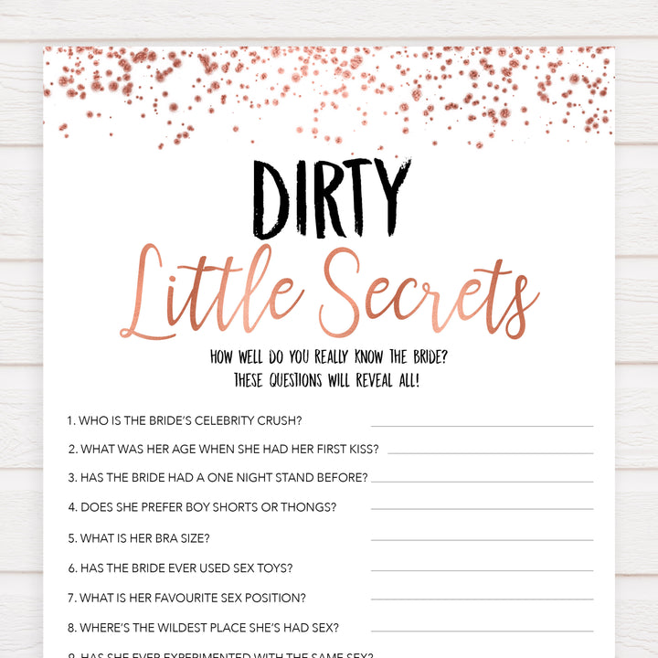 Rose gold bachelorette games, dirty little secrets, bachelorette games, bridal shower games, top 10 baby games, fun bachelorette games, top bridal games, rose gold games