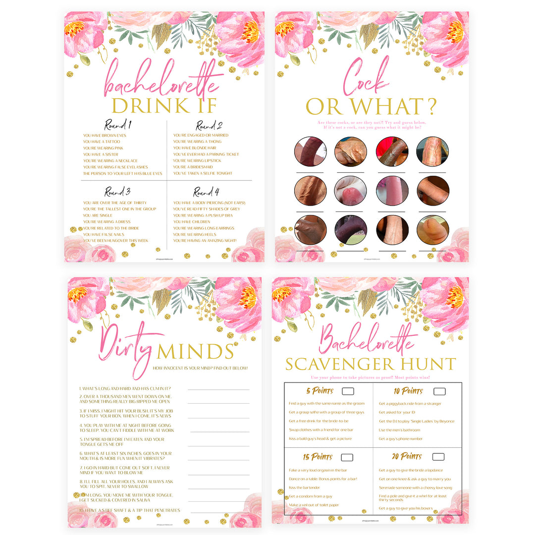 8 Bachelorette Party Games Bundle - Blush & Gold