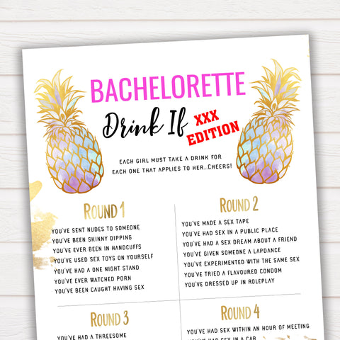 X Rated Bachelorette Drink If Game - Pineapple
