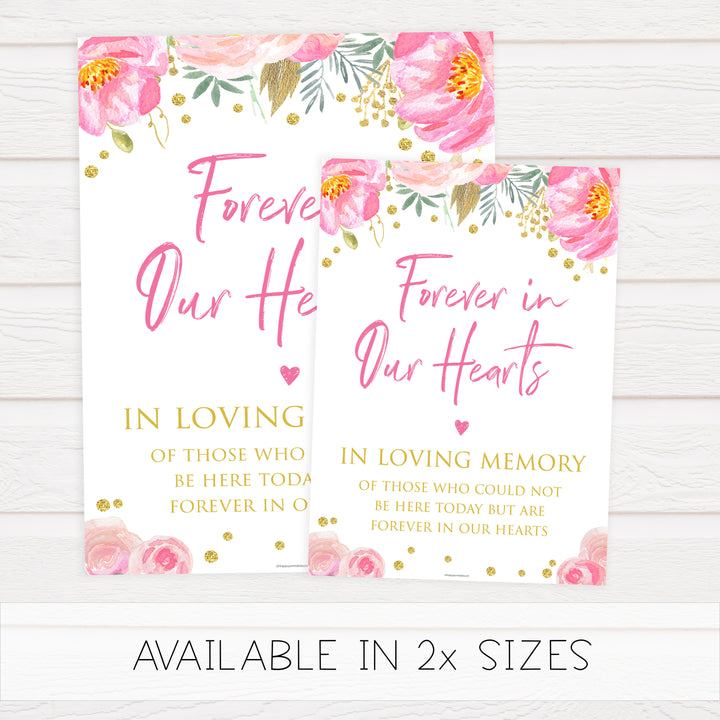 forever in our hearts sign,  printable bridal shower games, blush floral bridal shower games, fun bridal shower games