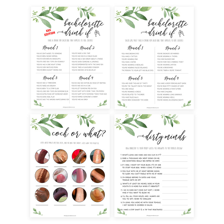 8 Bachelorette Party Games Bundle - Greenery