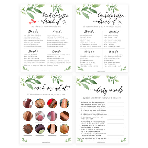 8 Bachelorette Party Games Bundle - Greenery