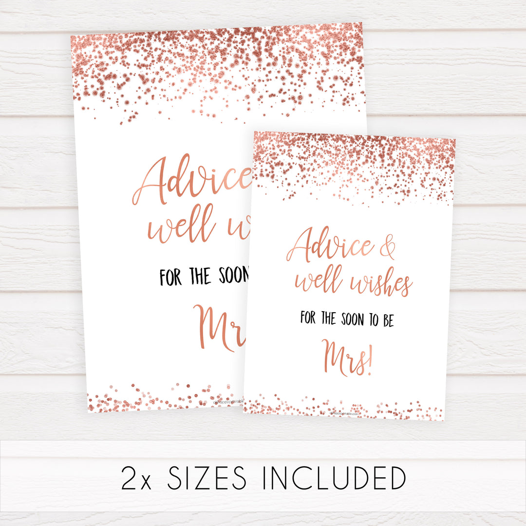 Advice & Well Wishes Sign - Rose Gold Foil