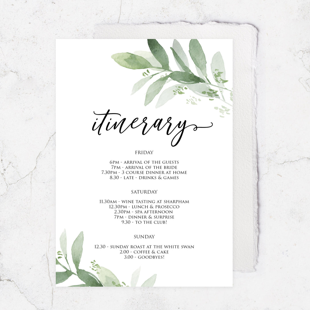 editable bridal shower itinerary, bridal itinerary, greenery bridal shower invite, mobile invites, editable bridal shower invite, corjl bridal invite, bachelorette party invite