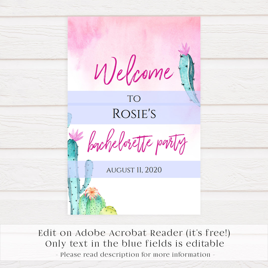 Editable Bachelorette Welcome Sign - Fiesta