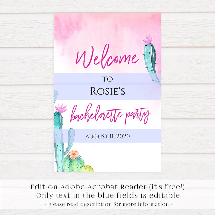 Editable Bachelorette Welcome Sign - Fiesta