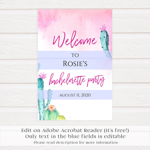 Editable Bachelorette Welcome Sign - Fiesta