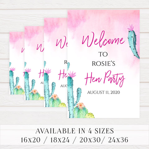 Final Fiesta Hen Party Welcome Sign, Editable PDF Template