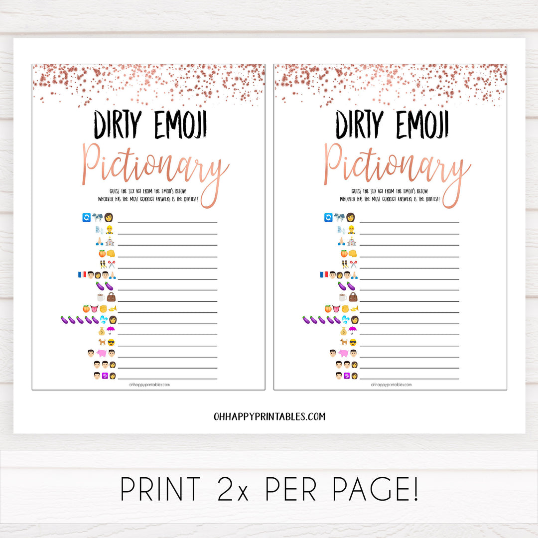 Rose gold bachelorette games, dirty emoji pictionary, bachelorette games, bridal shower games, top 10 baby games, fun bachelorette games, top bridal games, rose gold games