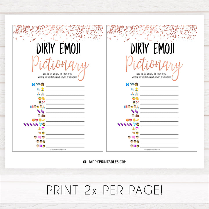 Rose gold bachelorette games, dirty emoji pictionary, bachelorette games, bridal shower games, top 10 baby games, fun bachelorette games, top bridal games, rose gold games