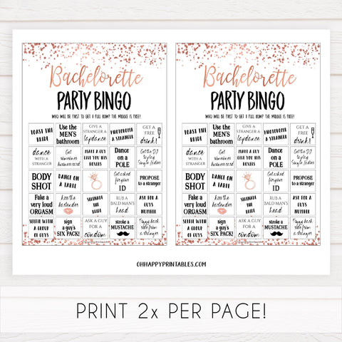 Bachelorette Party Bingo - Rose Gold Foil