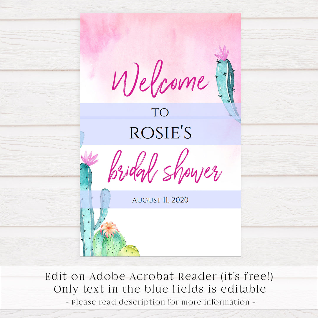 Editable Bridal Shower Welcome Sign - Fiesta