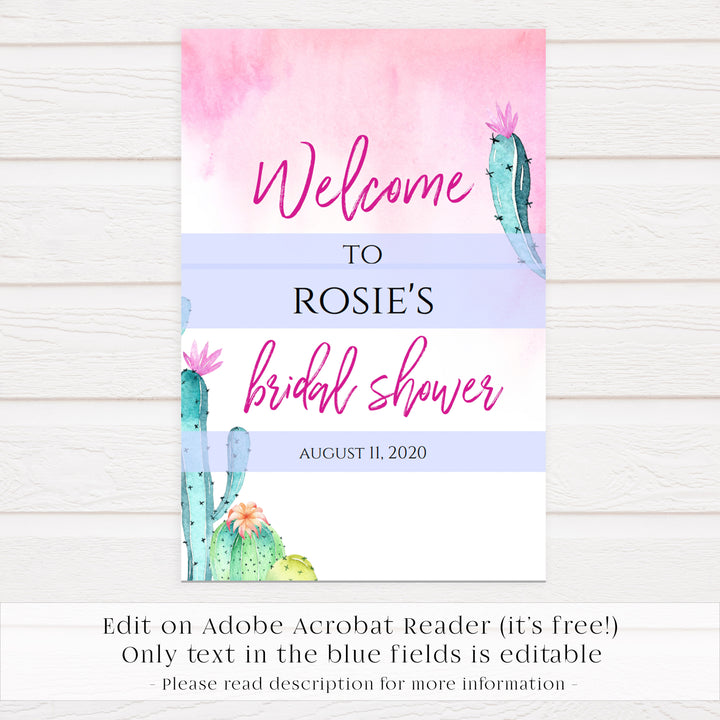 Editable Bridal Shower Welcome Sign - Fiesta