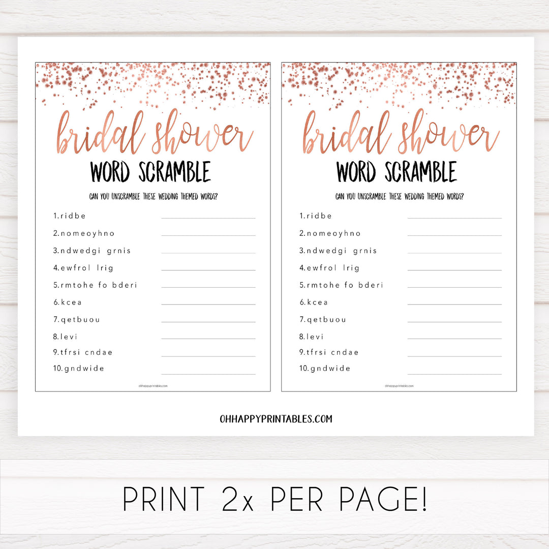 Bridal Word Scramble - Rose Gold Foil