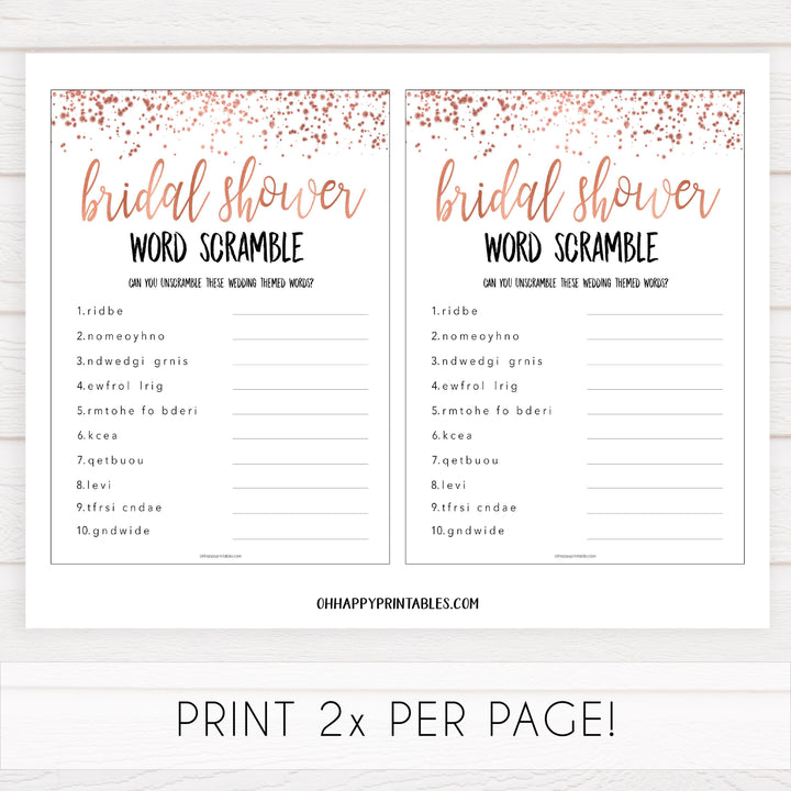 Bridal Word Scramble - Rose Gold Foil