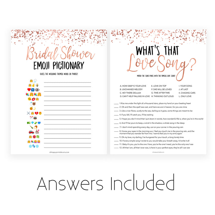 4 Bridal Shower Games Bundle - Rose Gold Foil