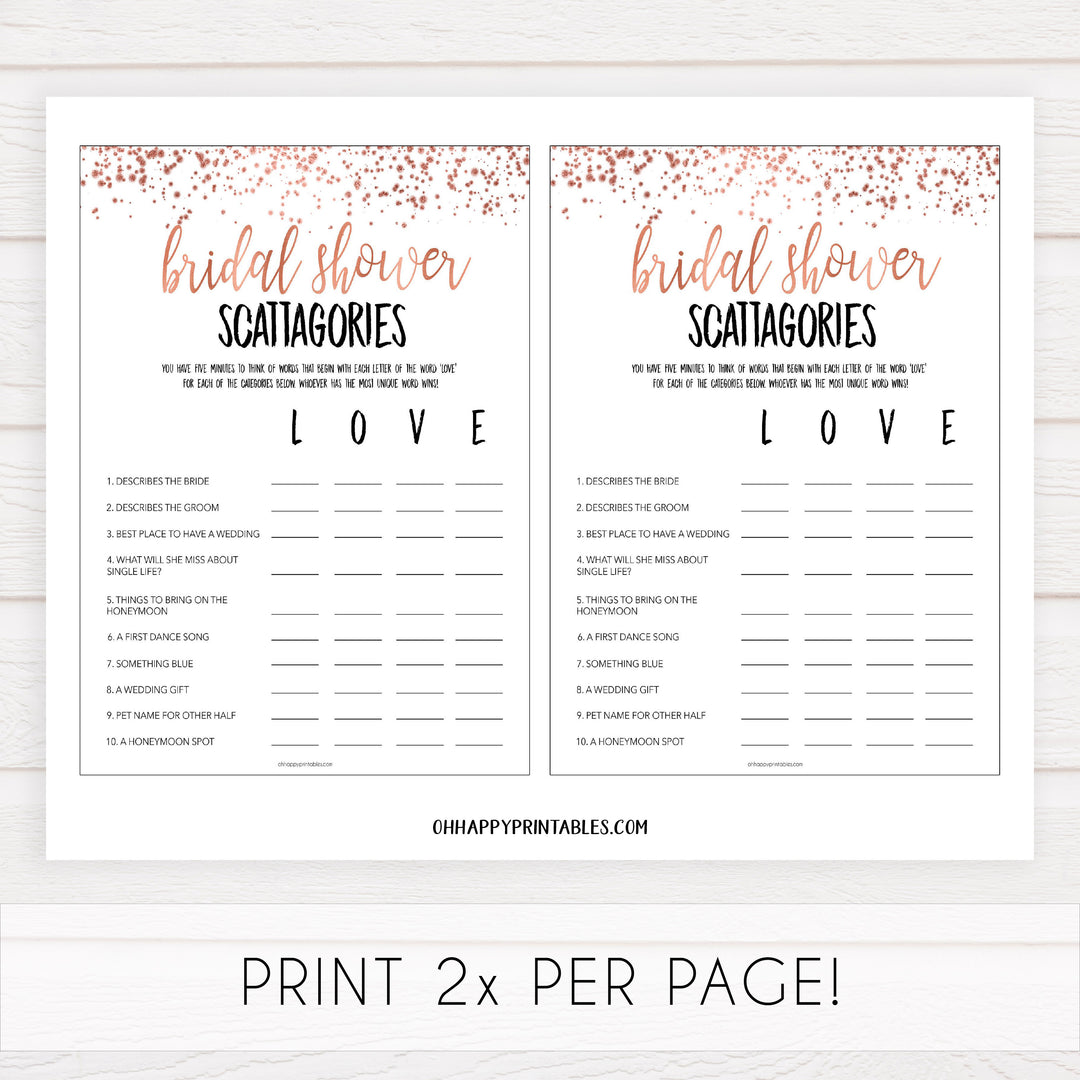 Bridal Scattergories - Rose Gold Foil