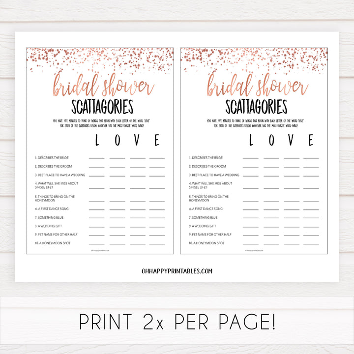 Bridal Scattergories - Rose Gold Foil