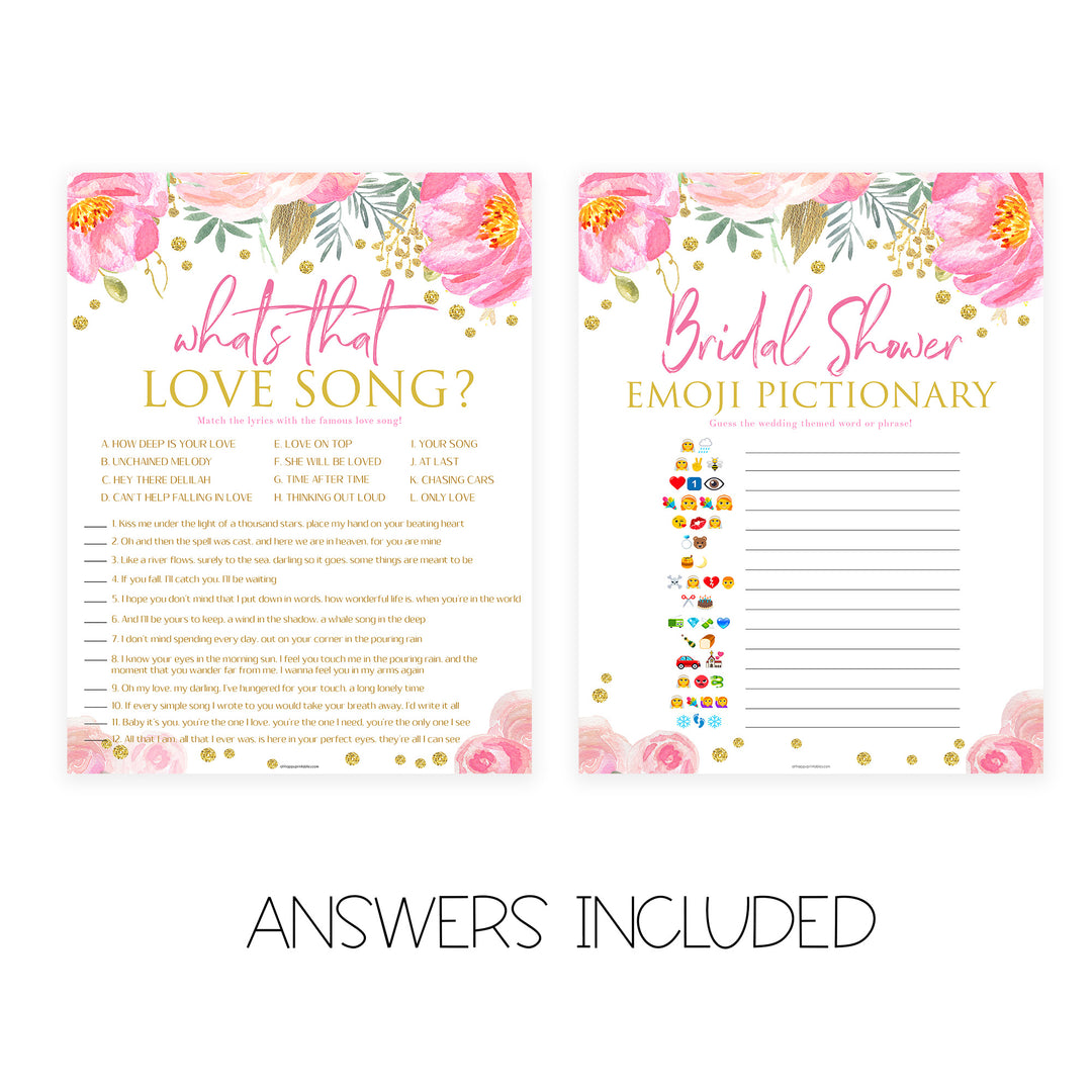 4 Bridal Shower Games Bundle - Blush & Gold
