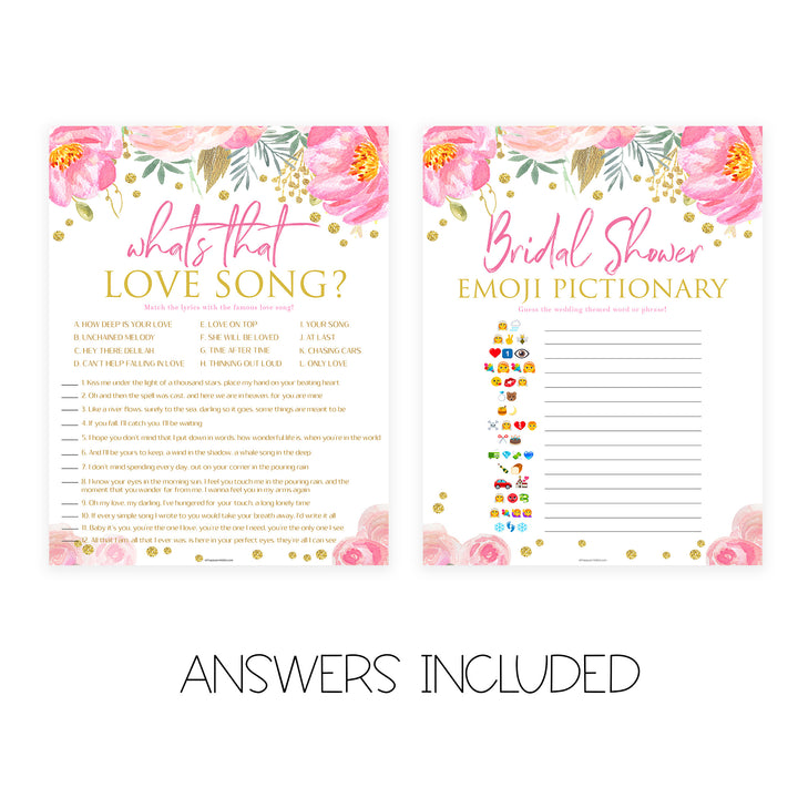 4 Bridal Shower Games Bundle - Blush & Gold