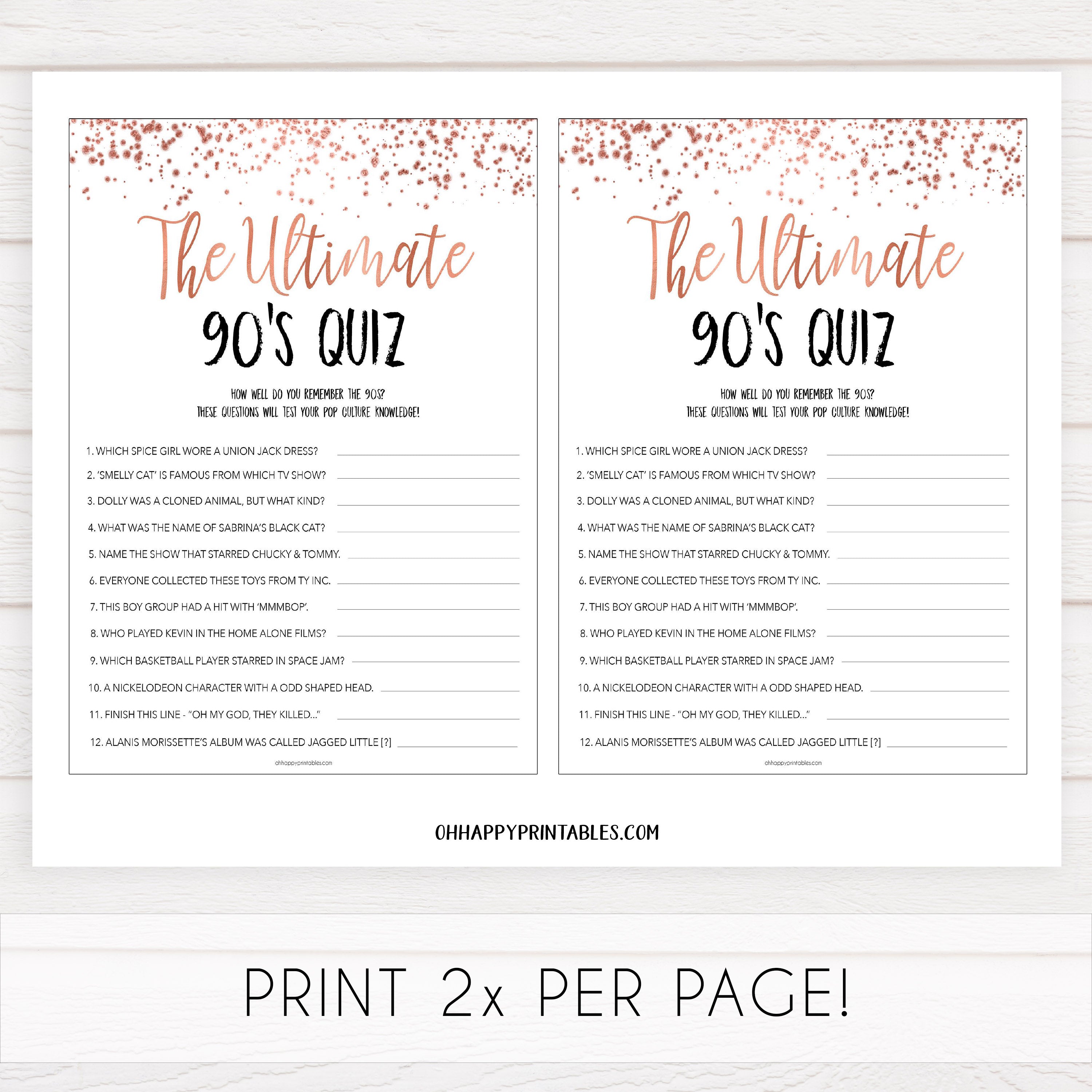 Rose gold bachelorette games, Ultimate 90s Quiz, bachelorette games, bridal shower games, top 10 baby games, fun bachelorette games, top bridal games, rose gold games