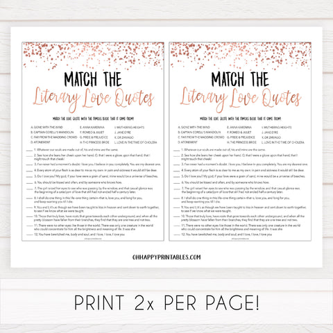 Match the Literary Love Quotes - Rose Gold Foil