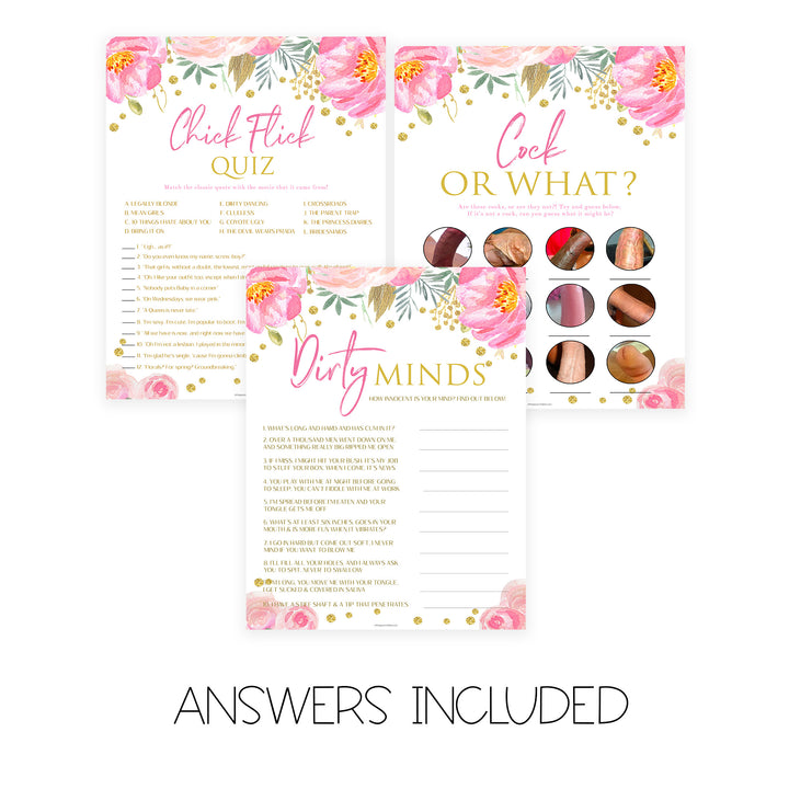 4 Bachelorette Party Games Bundle - Blush & Gold