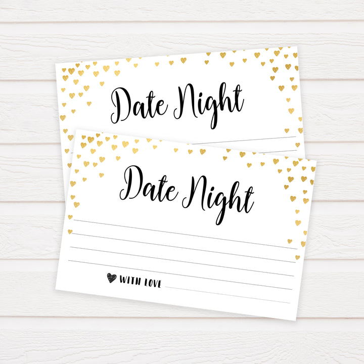 Gold hearts bridal shower games, date night jar, printable bridal games, gold bridal games, gold hearts bridal games, fun bridal games, top bridal games, best bridal games