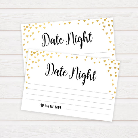 Gold hearts bridal shower games, date night jar, printable bridal games, gold bridal games, gold hearts bridal games, fun bridal games, top bridal games, best bridal games