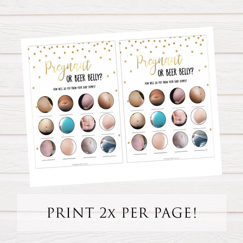 pregnant baby bump game in gold, fun baby shower games, popular baby games, baby bump game