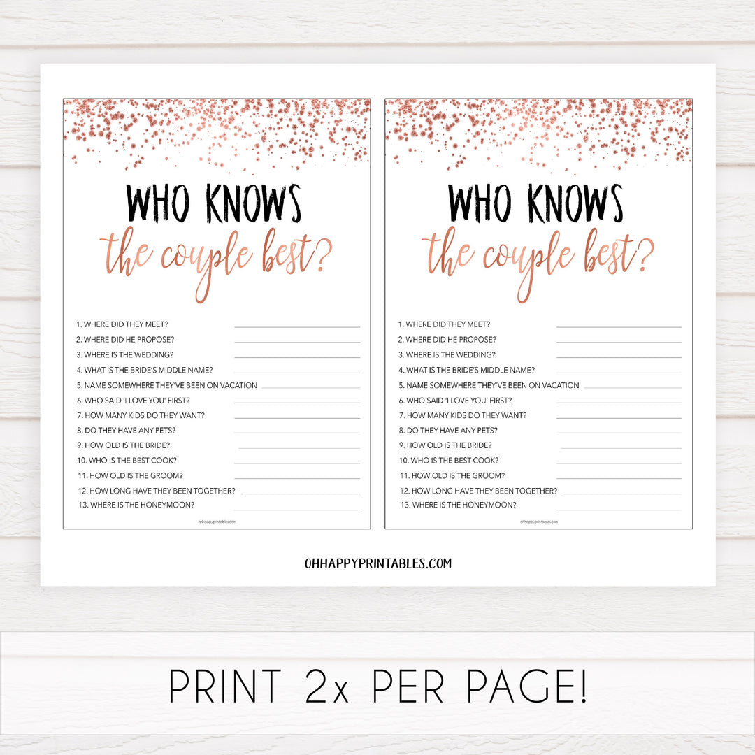 Who Knows the Couple Best - Rose Gold Foil