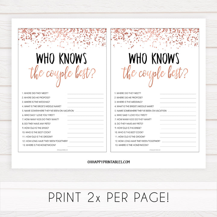 Who Knows the Couple Best - Rose Gold Foil