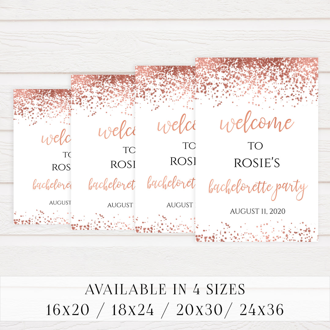 Editable Bachelorette Welcome Sign - Rose Gold Foil